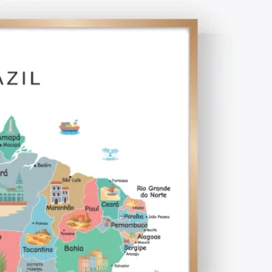 Brazil states and capitals educational wall art