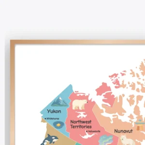 Colorful illustrated Canada map for kids and classrooms