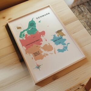 Printable Denmark geography wall art for study rooms
