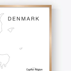 Denmark regional outline map for educational learning