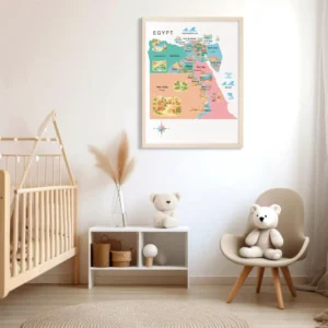 Educational country map of Egypt for classroom wall display