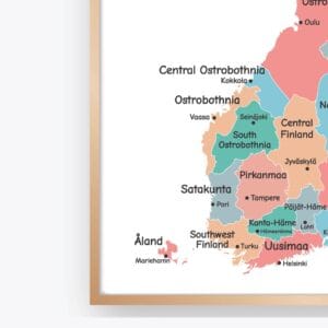 Nordic country political map with Finnish cities