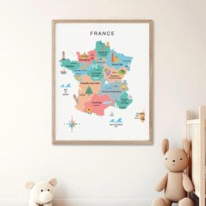 France country poster with landmarks and major cities