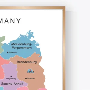 Colorful Germany political map for classroom geography learning