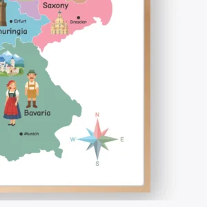 Printable Germany geography map for homeschool learning