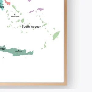 Detailed Greece map print with regions and cities