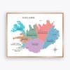 Iceland Administrative Map with regions and major cities