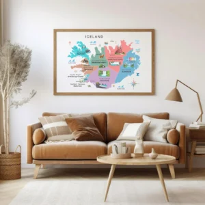 Educational Iceland map wall art for kids classroom decor