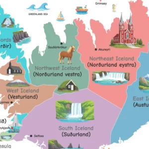 Colorful Iceland geography poster for children's learning spaces