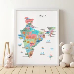 Illustrated India map for classroom and social studies lessons