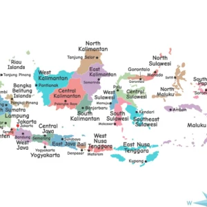 Printable Indonesia geography map for students and teachers