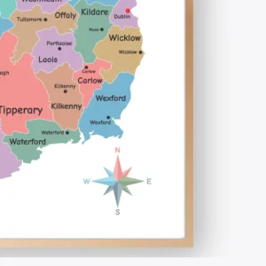 Printable Ireland geography map with county labels