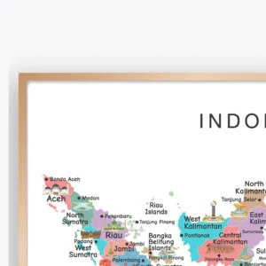 Educational Indonesia map poster for kids geography learning