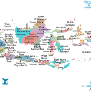 Printable Indonesia geography poster with provinces and capitals