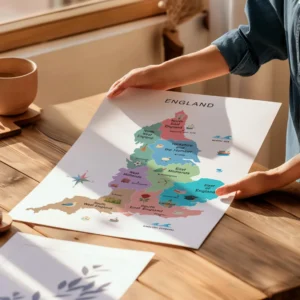 England educational map for children's study space