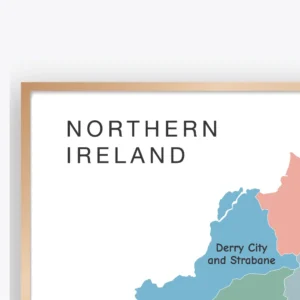 Educational Northern Ireland map for classroom geography learning