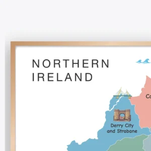 Illustrated Northern Ireland geography poster for kids