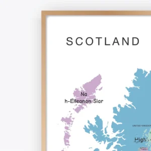 Scotland map with regions for classroom geography learning