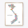 Vietnam Provinces Map Poster with labeled provinces and major cities