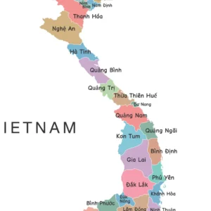 Colorful Vietnam map poster for students and children