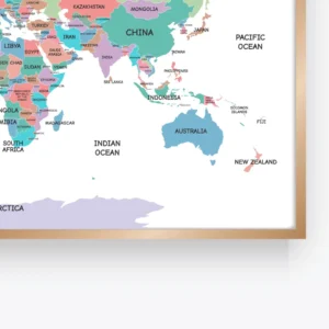 Labeled World Map for country and continent studies