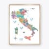 Illustrated Italy Map Poster with regions cities and landmarks