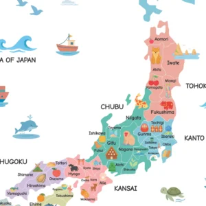 Illustrated Japan Map Poster for classroom geography decor