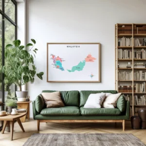 Colorful Malaysian map for homeschool and classroom decor