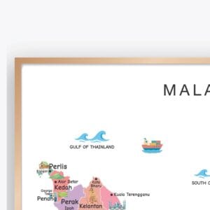 Colorful illustrated Malaysia map for classroom geography learning