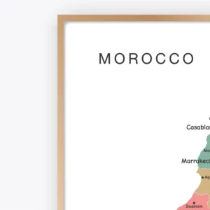 Colorful Morocco map for classroom geography learning