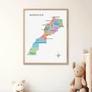 Morocco geography poster for study rooms and educational displays