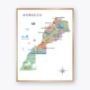 Morocco Illustrated Map Poster with regions cities and landmarks