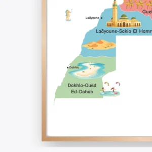 Educational Morocco map with regions and major cities