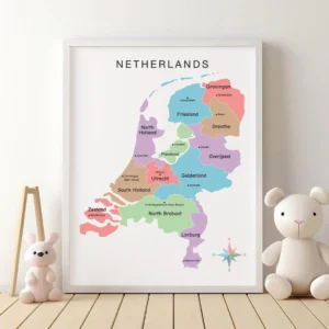 Netherlands geography poster for study rooms and educational displays