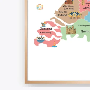 Holland travel map poster for classroom geography learning