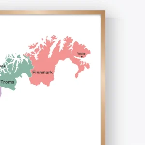 Norway regions and cities printable map
