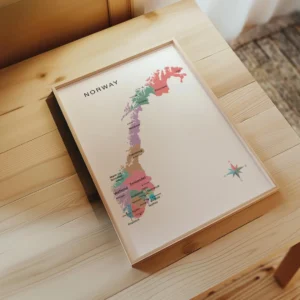 Geography map of Norway for homeschool and classroom use