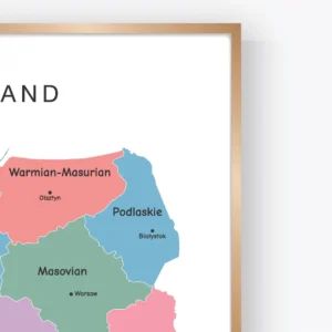 Poland regions and cities printable map
