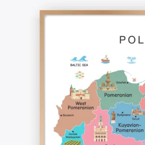 Colorful Poland geography map for classroom learning