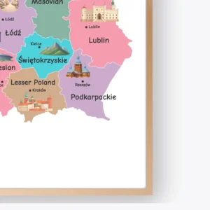 Illustrated Poland Map Poster for homeschool learning