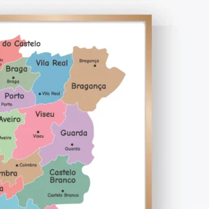 Printable Portugal map with regions and cities