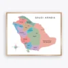 Saudi Arabia Map for Kids with provinces and major cities