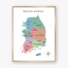 South Korea Geography Map with provinces and major cities