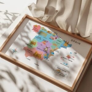 Printable Spain map with capitals and important cities