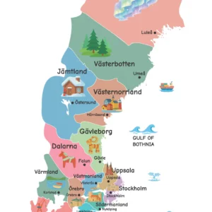 Illustrated Sweden Map for homeschool geography education