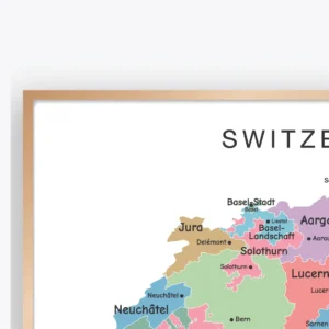 Detailed Switzerland map poster for classroom geography learning