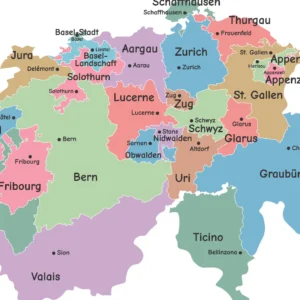 Switzerland Geography Map for students and learning spaces