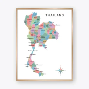 Thailand Geography Map with provinces and major cities