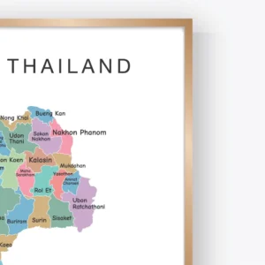 Thailand provinces and cities educational wall art