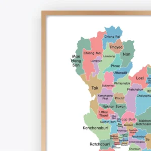 Detailed Thailand map poster for classroom geography learning